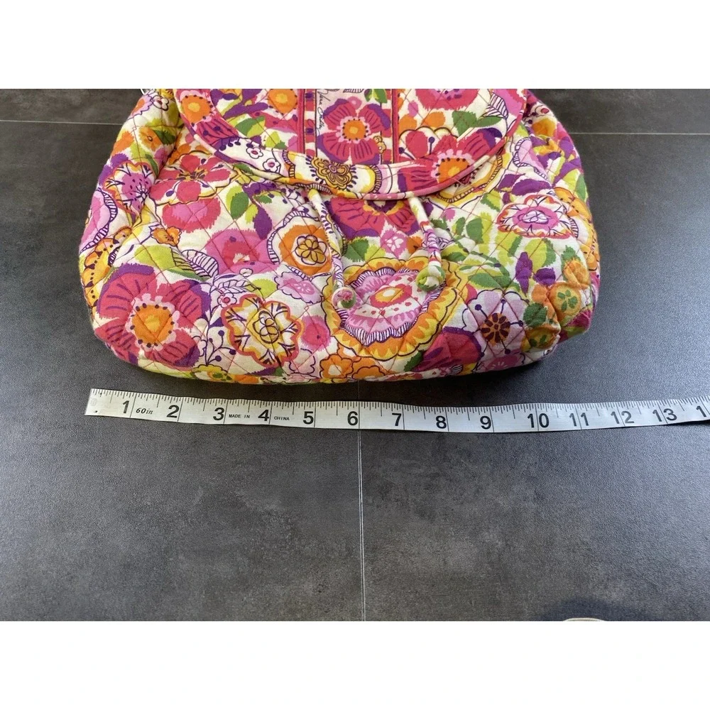 Vera Bradley Pink Floral Clementine Quilted Backpack Tote-CLEAN